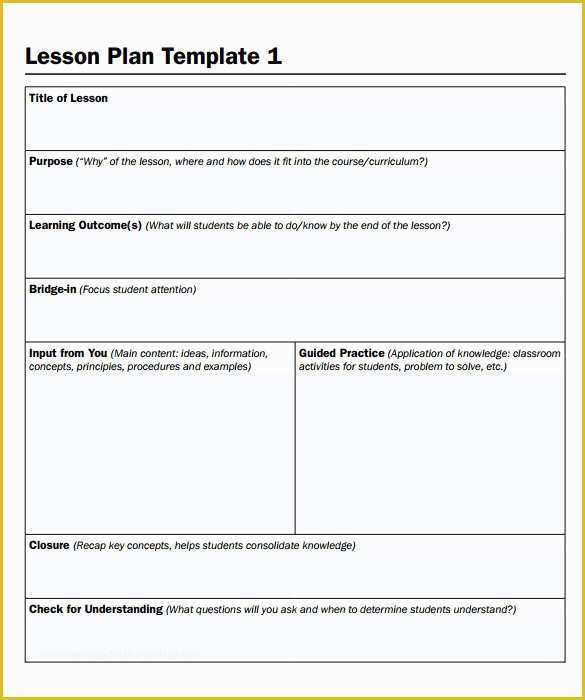 Free Printable Lesson Plan Template Blank Of 14 Sample Printable Lesson Plans – Pdf Word Apple Pages