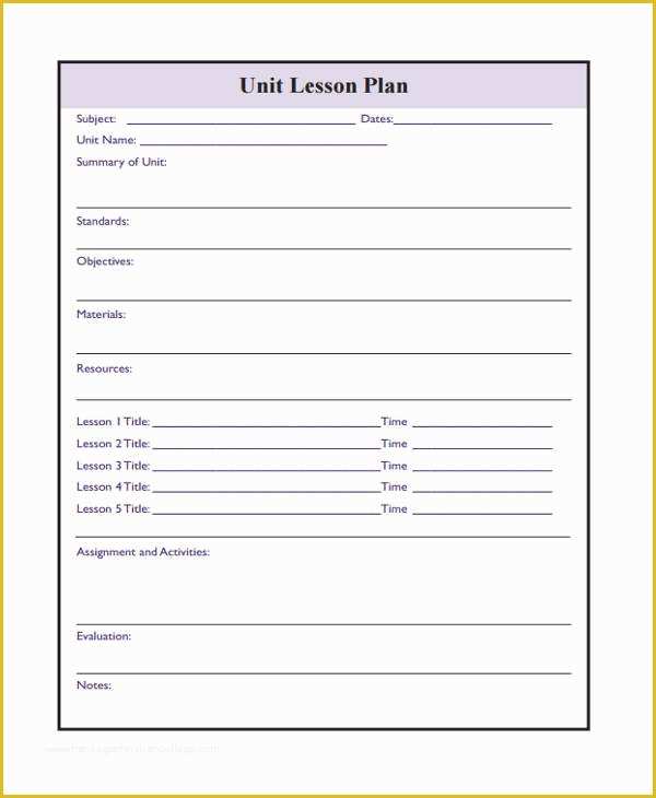 Free Printable Lesson Plan Template Blank Of 17 Lesson Plan Samples & Templates