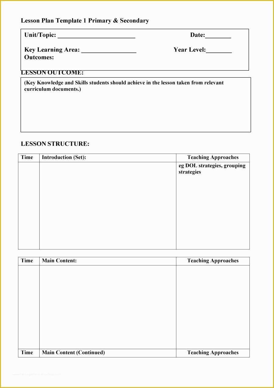 Free Printable Lesson Plan Template Blank Of 44 Free Lesson Plan Templates [ Mon Core Preschool Weekly]