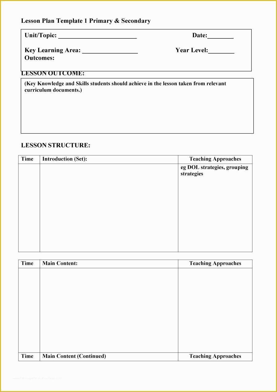 Free Printable Lesson Plan Template Blank Of 44 Free Lesson Plan 