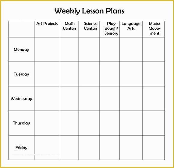 Free Printable Lesson Plan Template Blank Of 9 Sample Weekly Lesson Plans