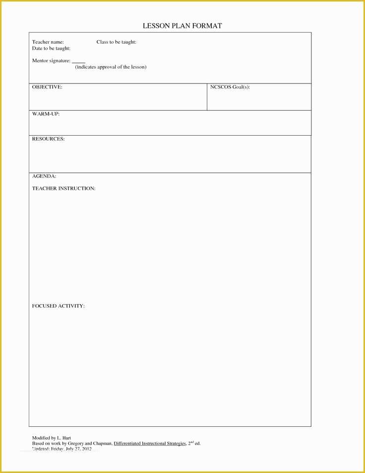 Free Printable Lesson Plan Template Blank Of Blank Lesson Plan Template Templates