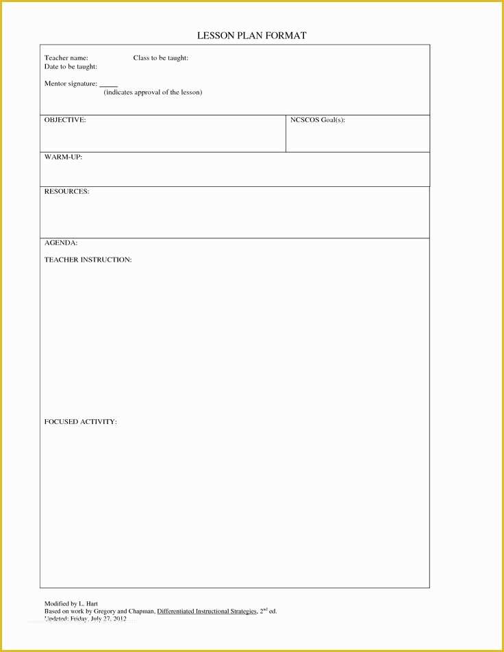 Free Printable Lesson Plan Template Blank Of Blank Lesson Plans for Teachers