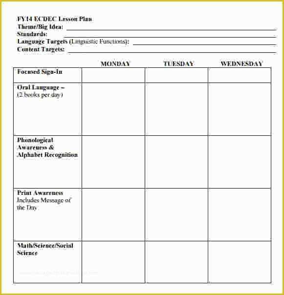 Free Printable Lesson Plan Template Blank Of Free Lesson Plan Template for Elementary School Free