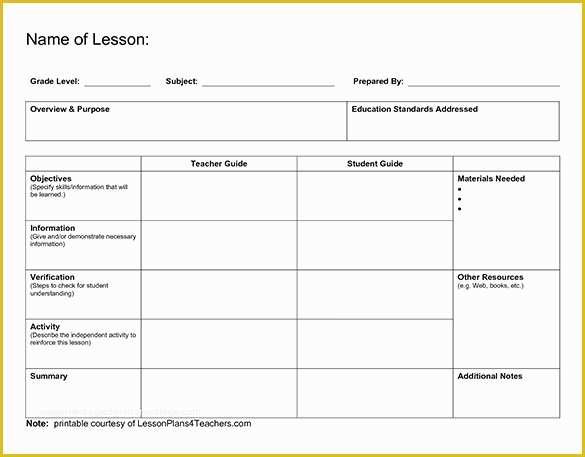 Free Printable Lesson Plan Template Blank Of Lesson Plan Outline Template 8 Free Free Word Pdf
