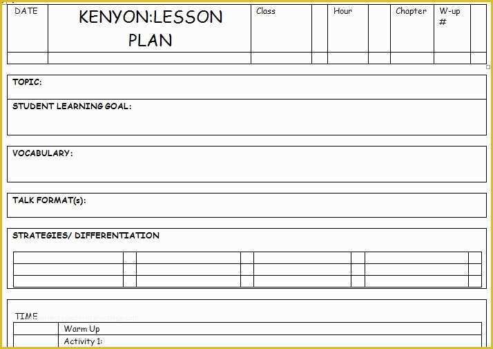 Free Printable Lesson Plan Template Blank Of Lesson Plan Template Doc