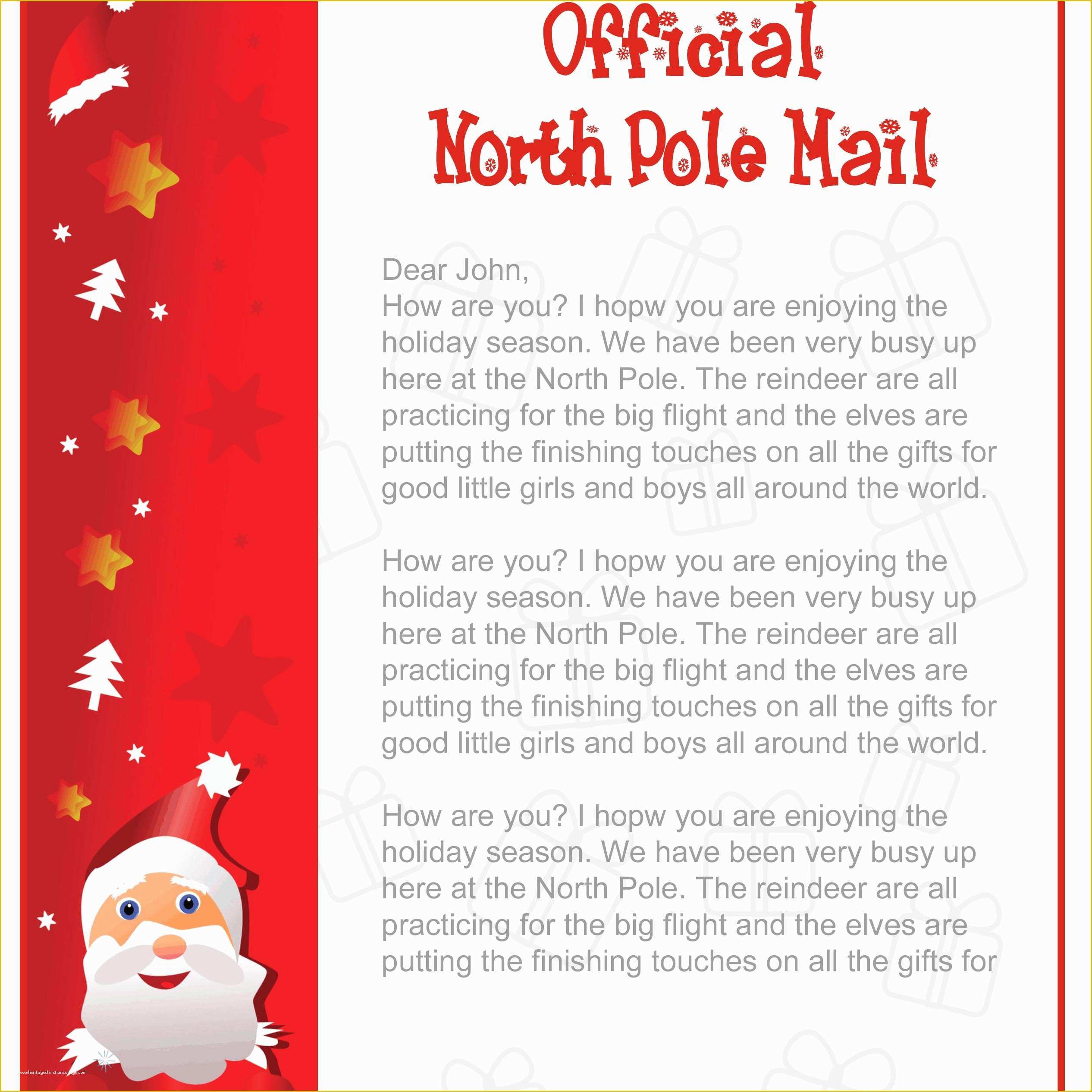 Free Printable Letter From Santa Template Of 7 Best Of Free Printable Santa Letters Templates