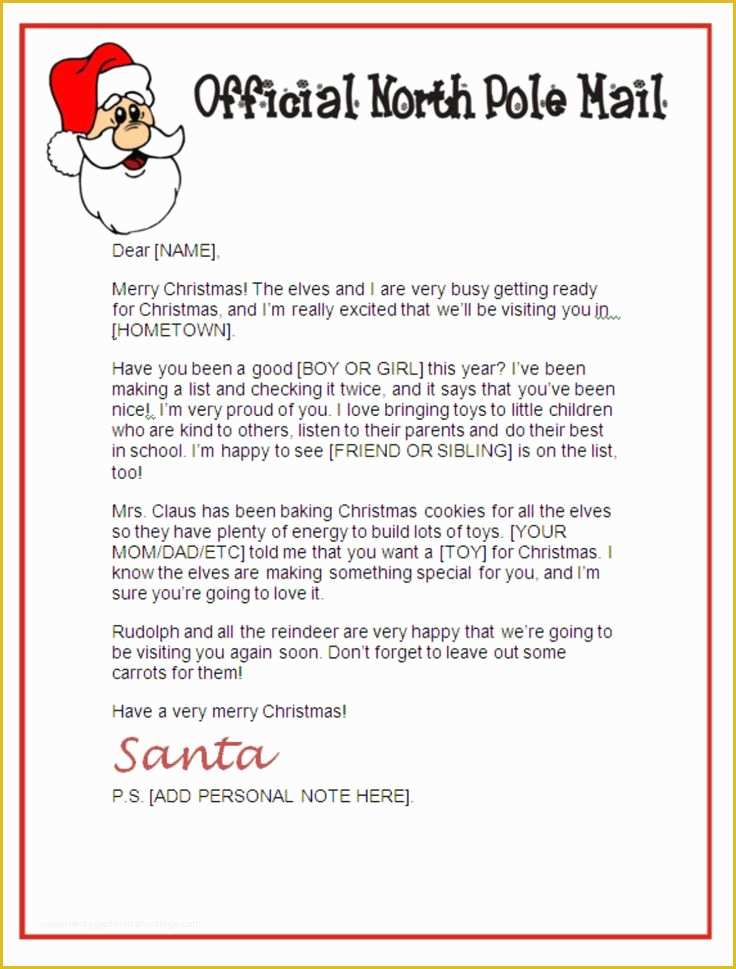 Free Printable Letter From Santa Template Of Best 25 Letter From Santa Template Ideas On Pinterest