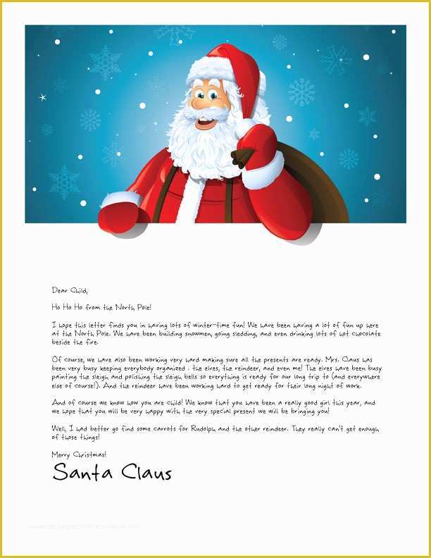 Free Printable Letter From Santa Template Of Easy Free Letters From Santa