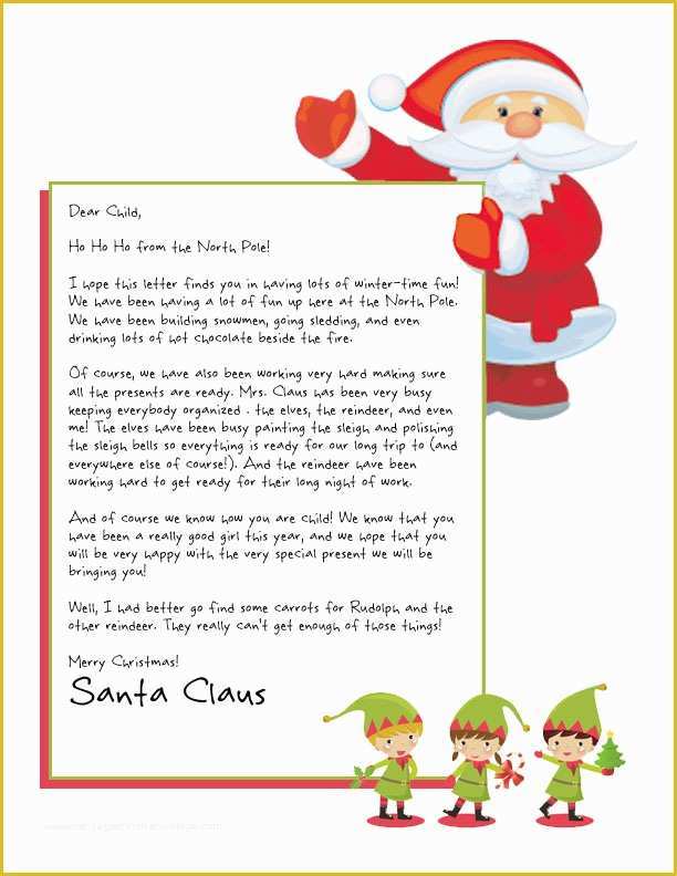 Free Printable Letter From Santa Template Of Easy Free Letters From Santa