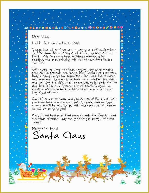 Free Printable Letter From Santa Template Of Easy Free Letters From Santa