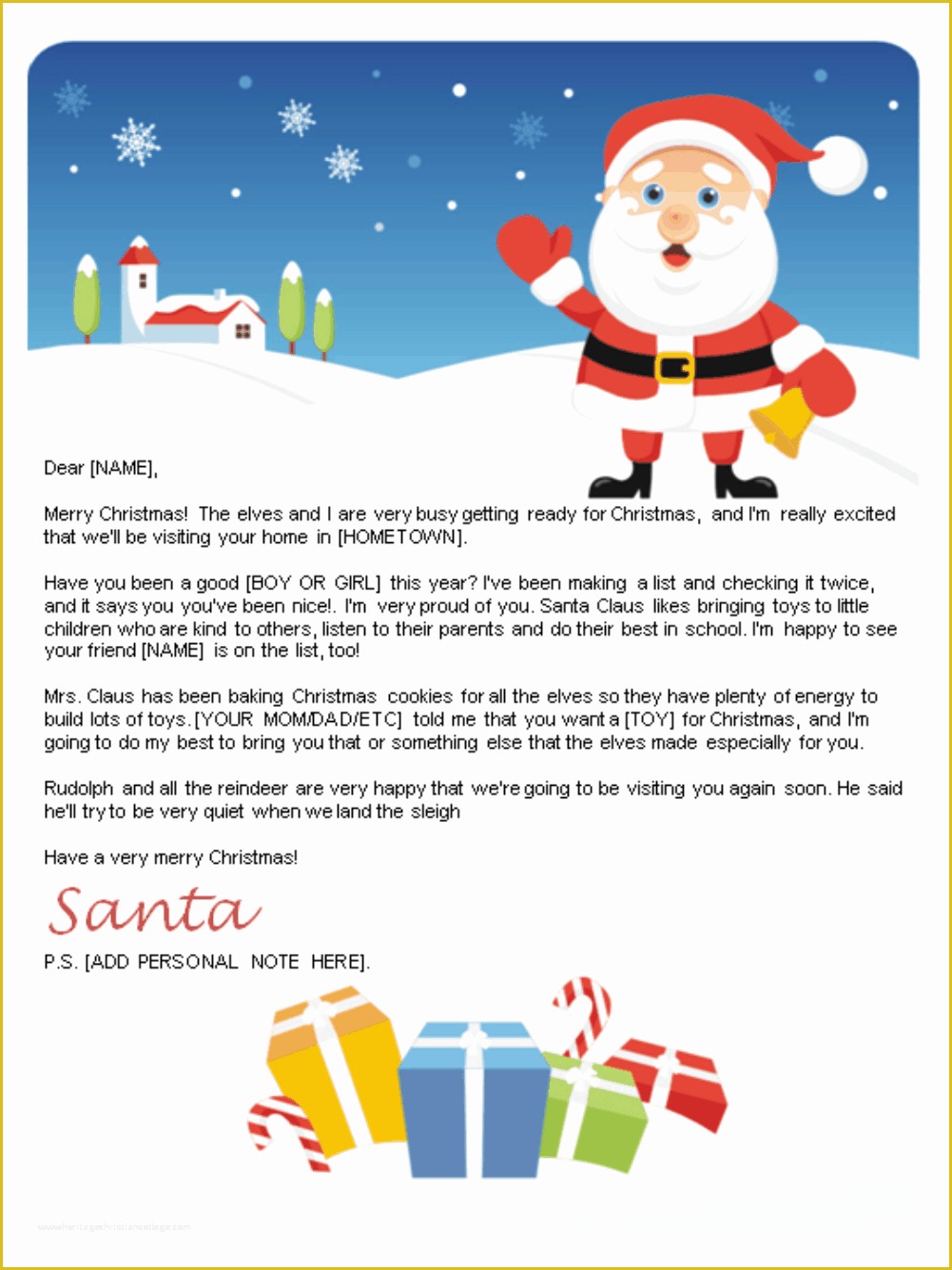 Free Printable Letter From Santa Template Of Free Letters From Santa