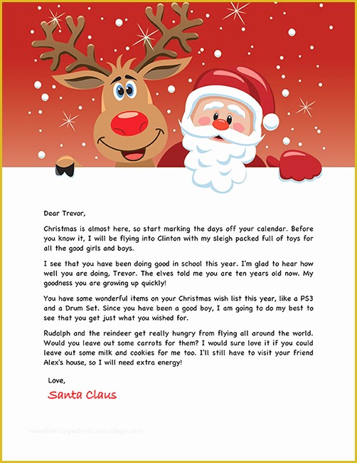 Free Printable Letter From Santa Template Of Free Santa Letter Holiday Christmas
