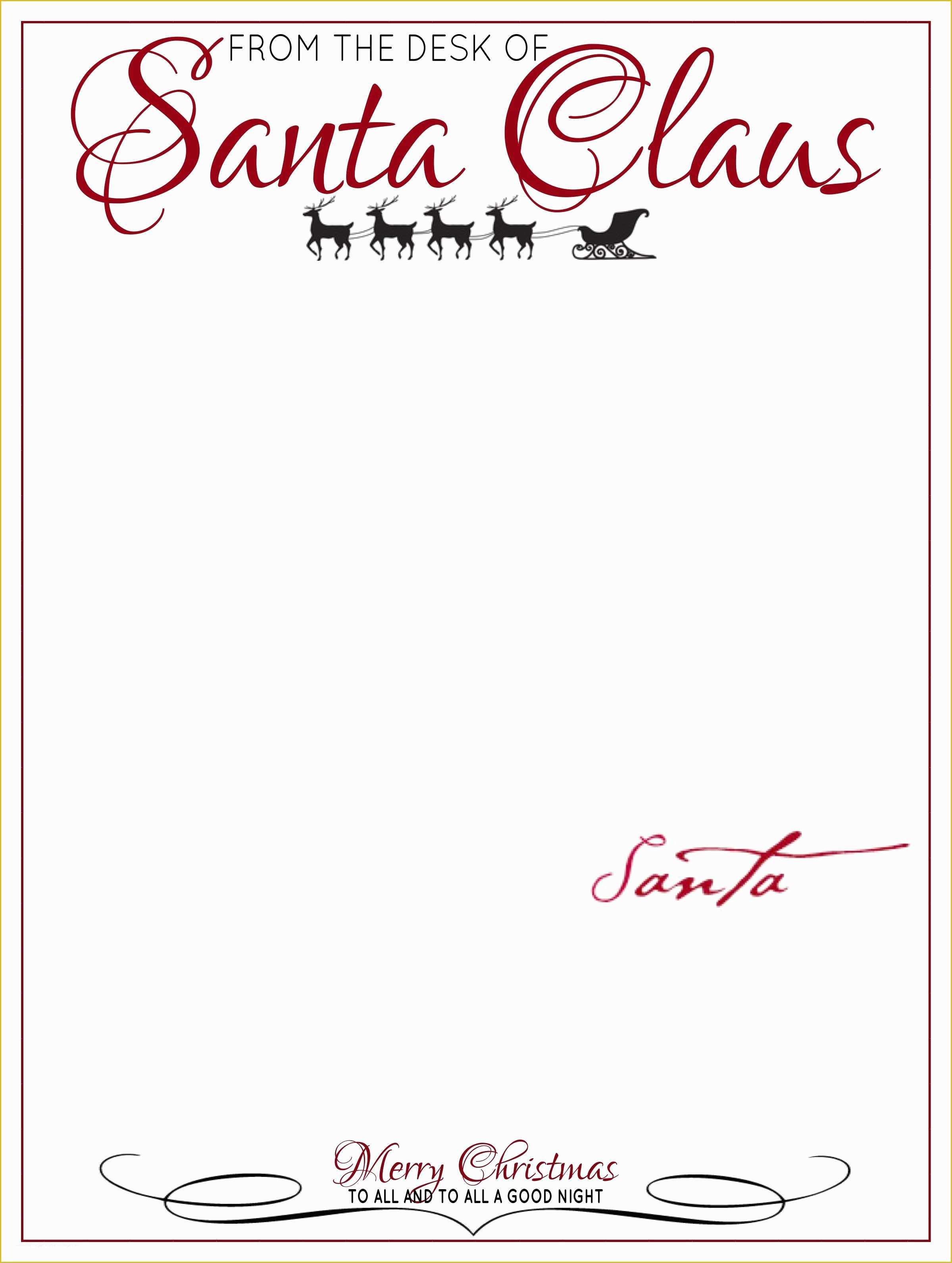 Free Printable Letter From Santa Template Of the Desk Of Letter Head From Santa Claus