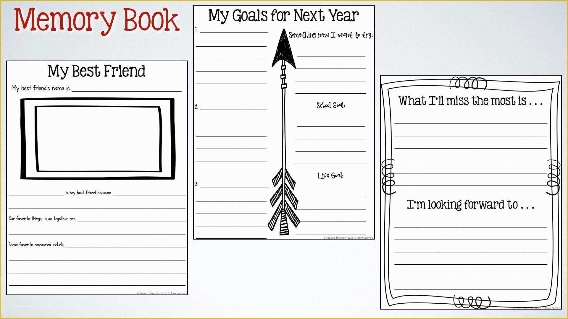 Free Printable Memory Book Templates Of End Of the Year Memory Book