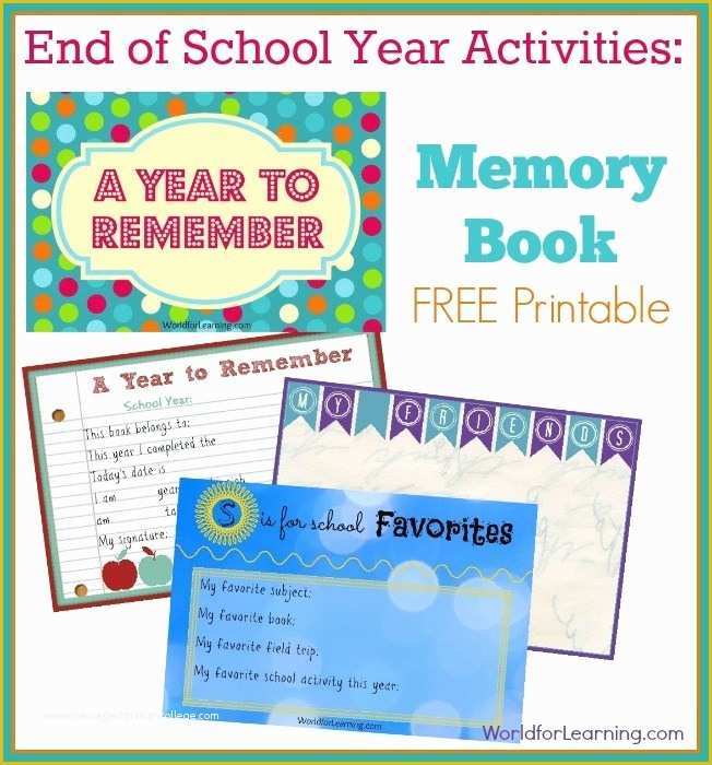 Free Printable Memory Book Templates Of School Memory Book