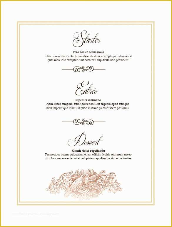 Free Printable Menu Templates Of 36 Wedding Menu Templates – Free Sample Example format