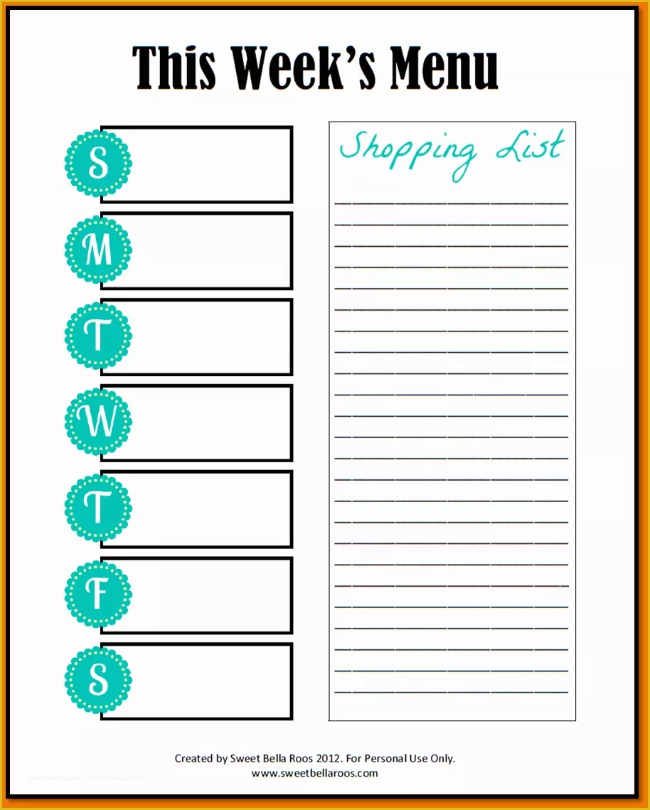 Free Printable Menu Templates Of 4 Free Weekly Planner Template