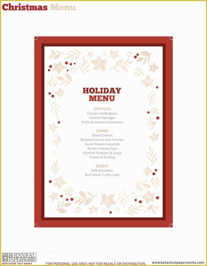 Free Printable Menu Templates Of 5 Best Of Free Printable Christmas Dinner Menu