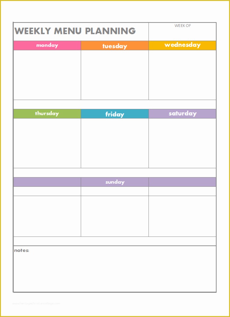 Free Printable Menu Templates Of 7 Best Of Blank Printable Weekly Menu Planner