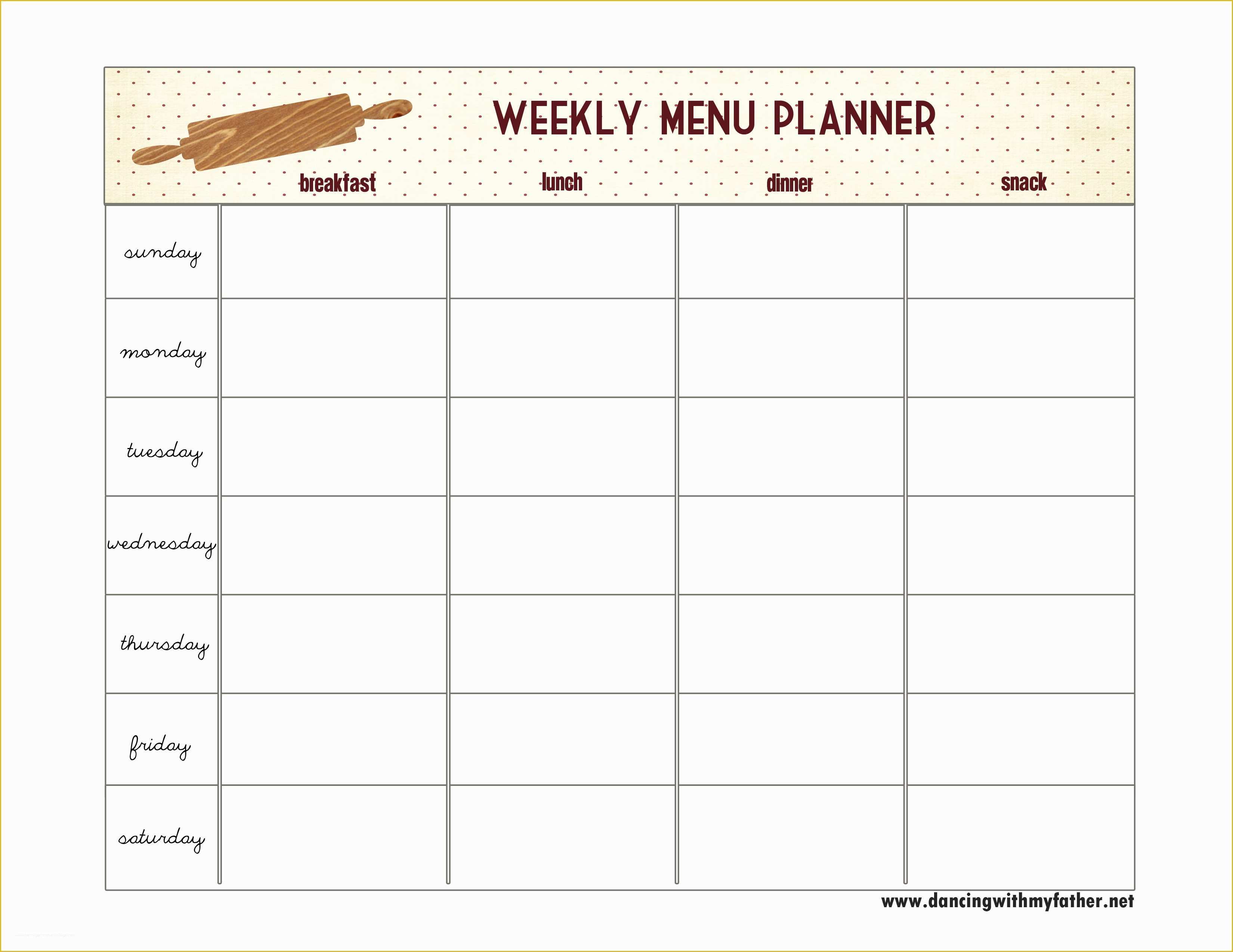 Free Printable Menu Templates Of 8 Best Of Printable Menu Planner Free Printable