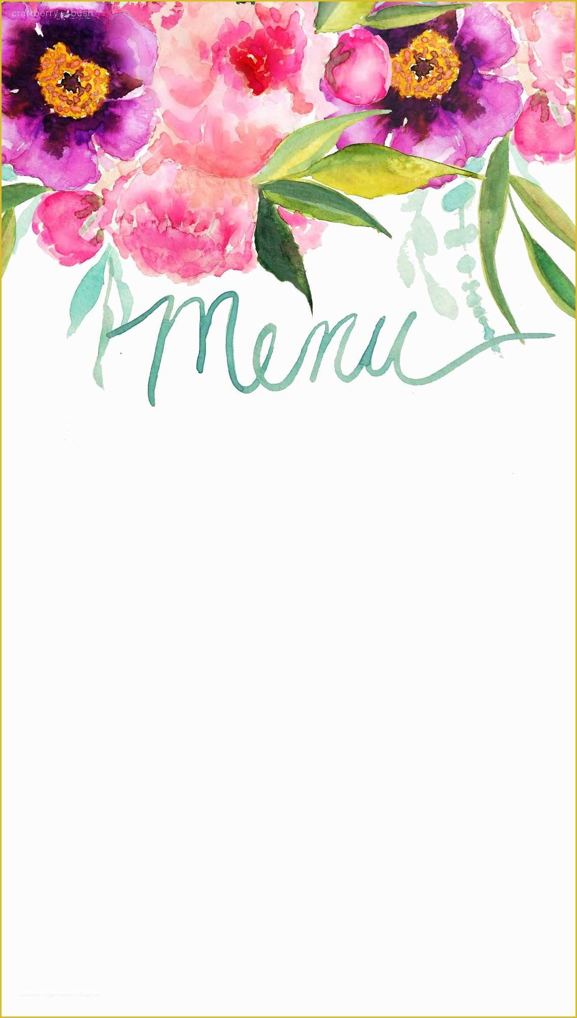 Free Printable Menu Templates Of Customizable Watercolor Printable Menu