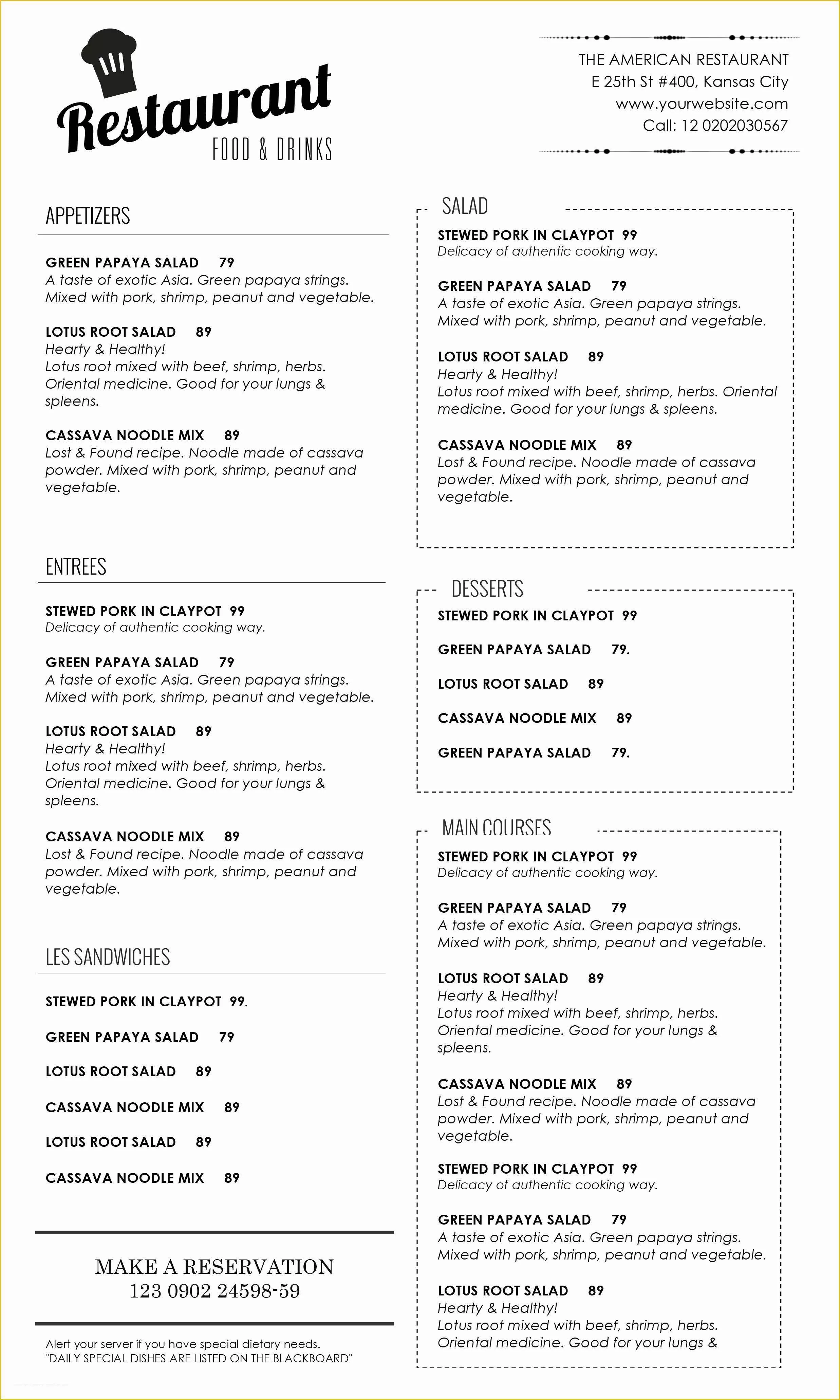 Free Printable Menu Templates Of Free Printable Restaurant Menus Portablegasgrillweber