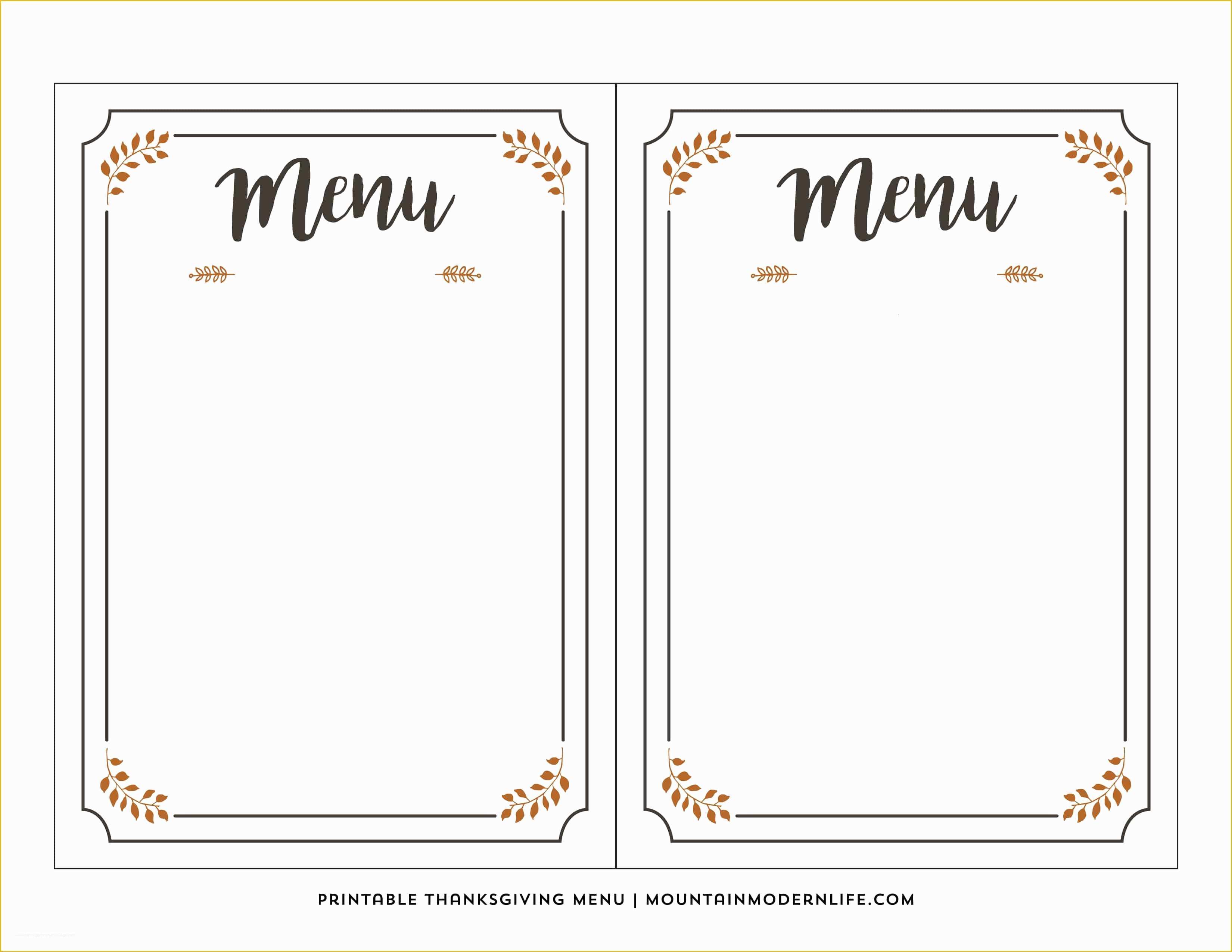 Free Printable Menu Templates Of Free Printable Thanksgiving Menu