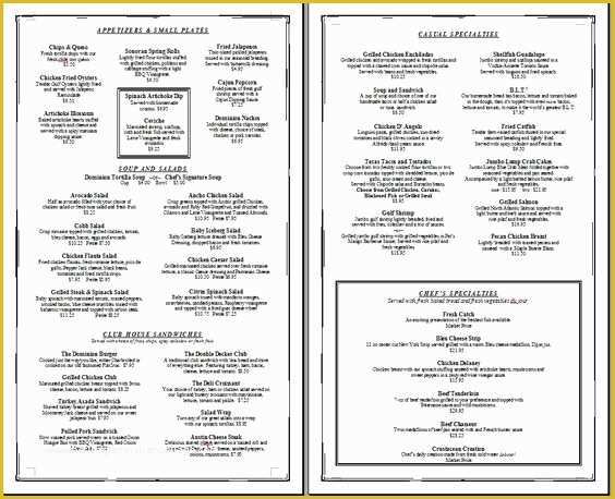 Free Printable Menu Templates Of Free Restaurant Menu Templates