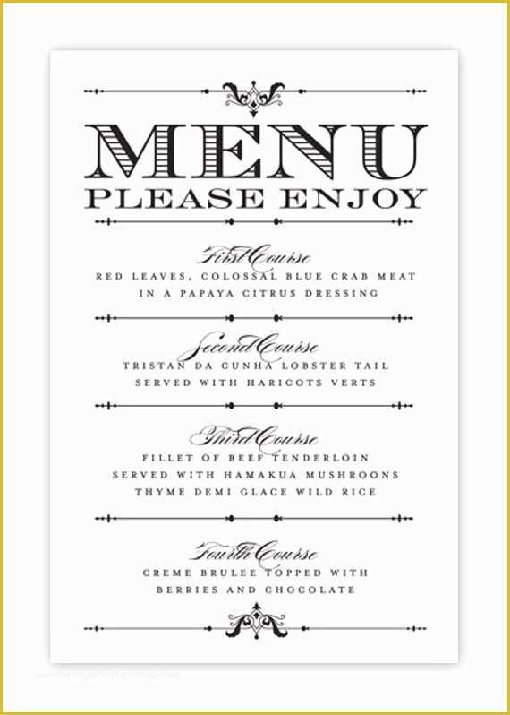 Free Printable Menu Templates Of Wedding Menu Card Printable Diy by Hesawsparks On Etsy