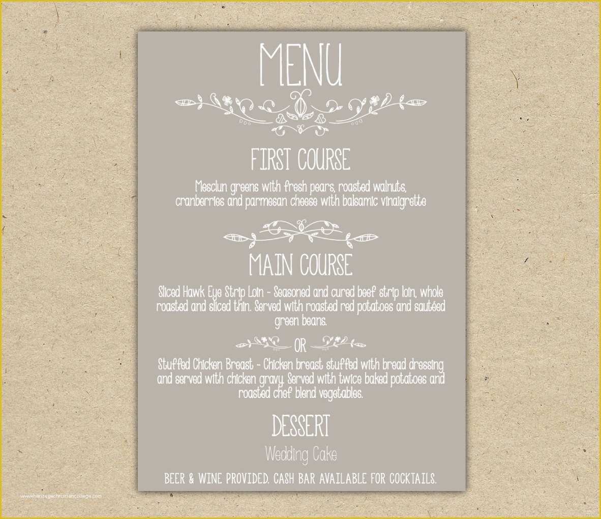 Free Printable Menu Templates Of Wedding Menu Template