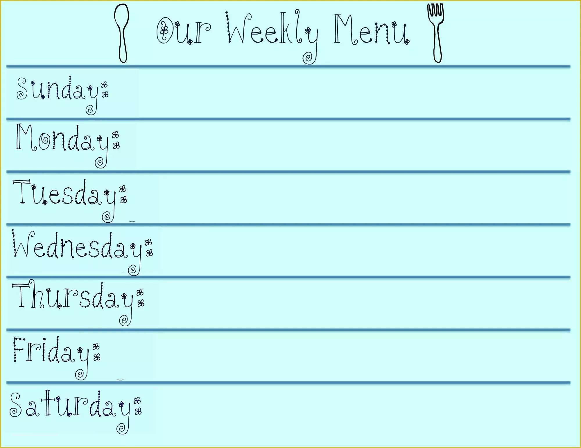 Free Printable Menu Templates Of Weekly Menu Template Beepmunk
