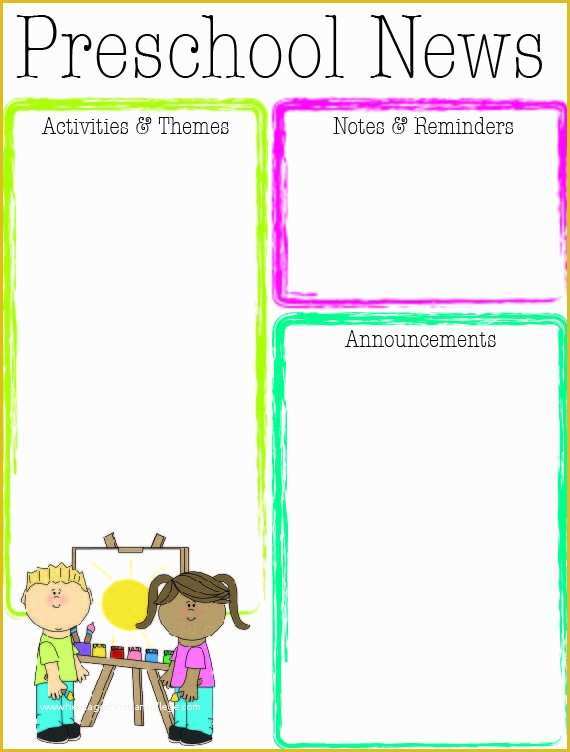 Free Printable Newsletter Templates Of Preschool Bright Color Newsletter