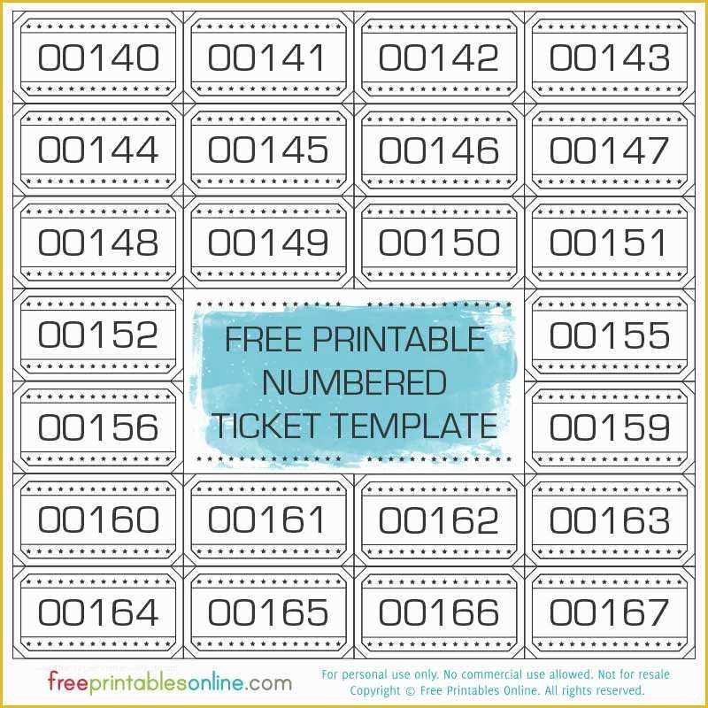 Free Printable Raffle Ticket Template Download Of Free Printable Numbered Ticket Template