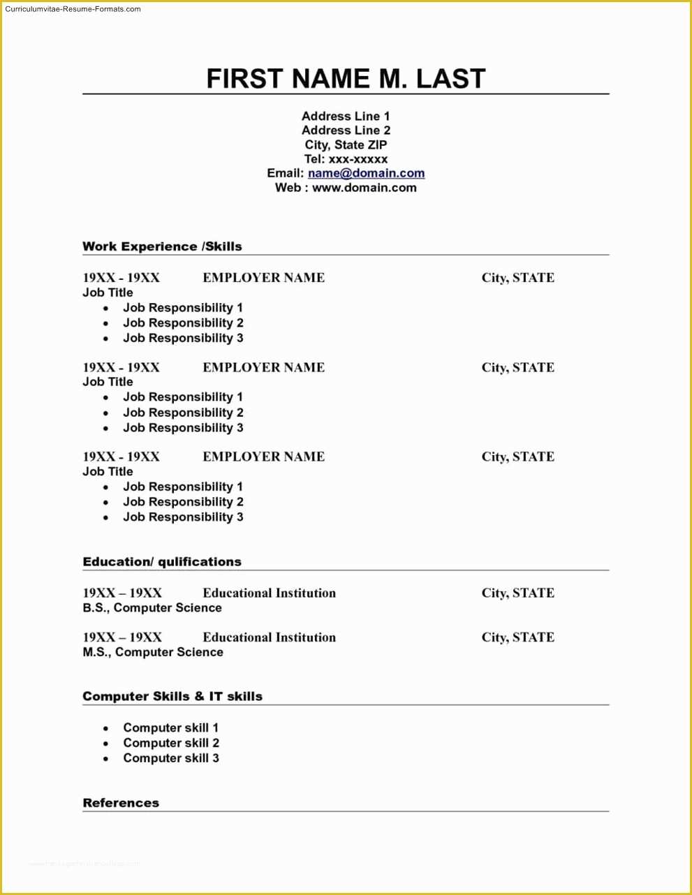 Free Printable Resume Templates Download Of Free Basic Resume Templates Download Free Samples