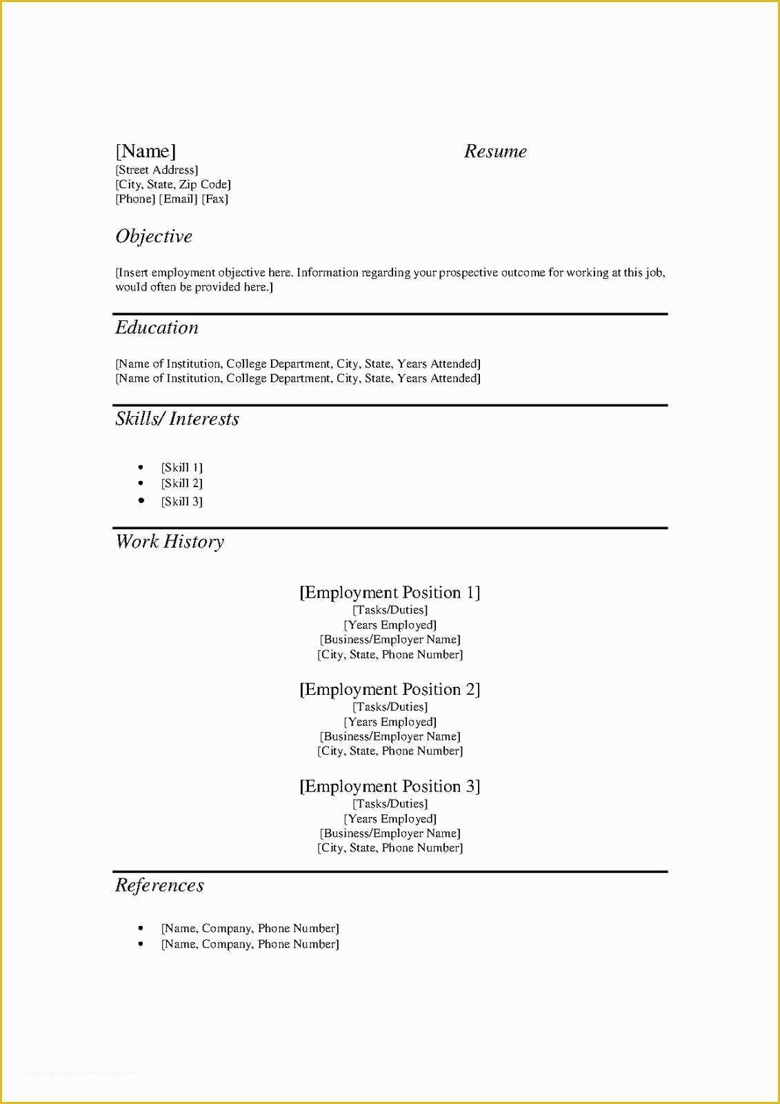 Free Printable Resume Templates Of Free Printable Templates Free Resume Template form