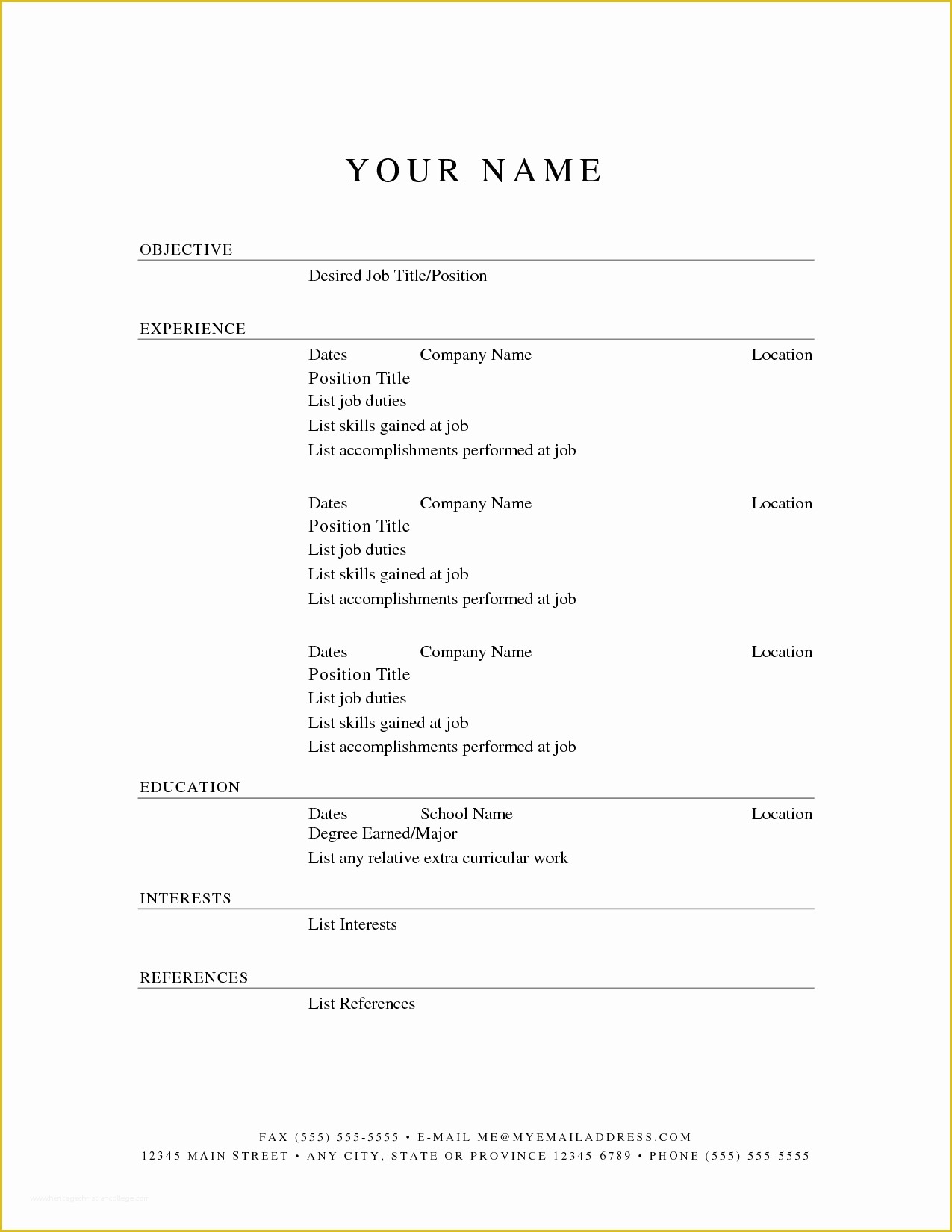 Free Printable Resume Templates Of Printable Resume Templates