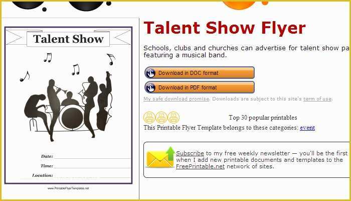 Free Printable Talent Show Flyer Template Of 5 Talent Show Flyer Templates