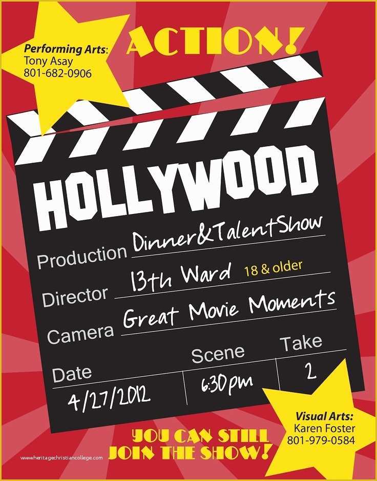 Free Printable Talent Show Flyer Template Of Hillmark Design Hollywood Dinner & Talent Show Flyer