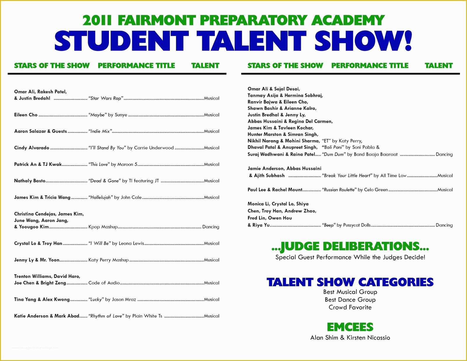 Free Printable Talent Show Flyer Template Of School Talent Show Program Template Bing Images