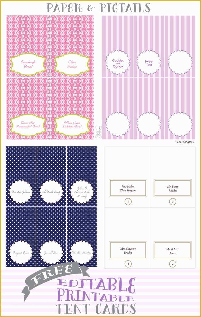 Free Printable Tent Cards Templates Of Paper &amp; Pigtails Free Printable Tent Cards