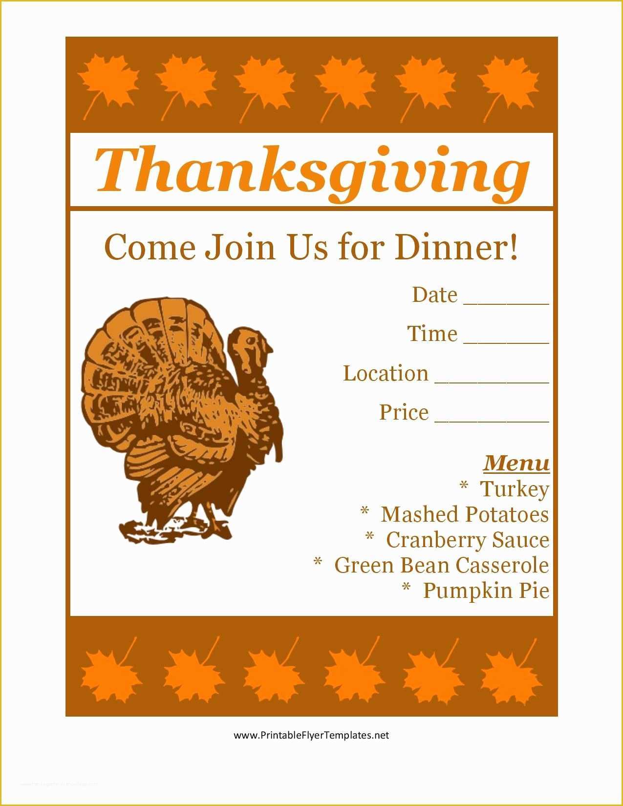 Free Printable Thanksgiving Flyer Templates Of Free Printable Thanksgiving Flyer Invintation Template