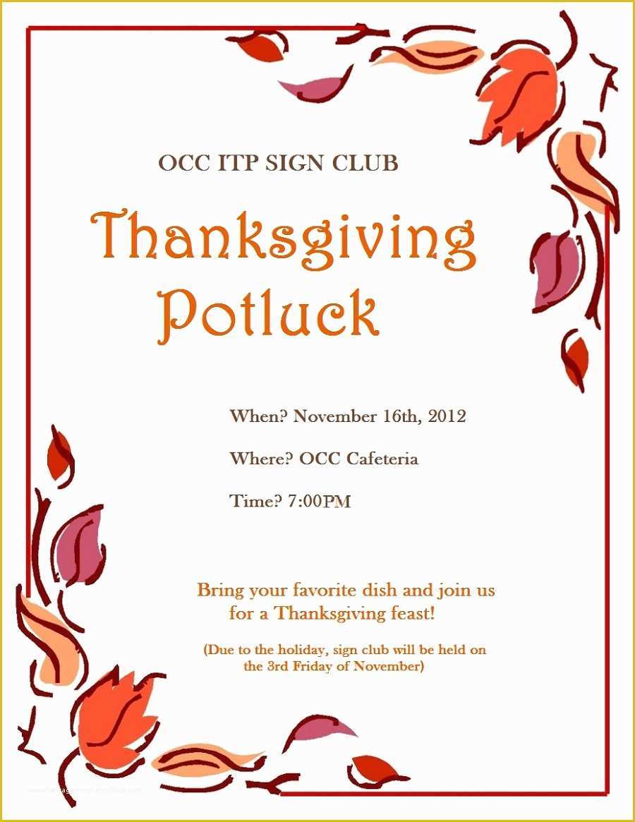 Free Printable Thanksgiving Flyer Templates Of Potluck Flyer Template Free Printable