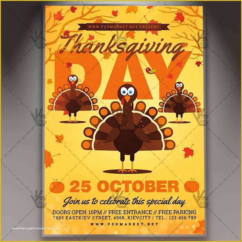 Free Printable Thanksgiving Flyer Templates Of Thanksgiving Day Autumn Flyer Psd Template