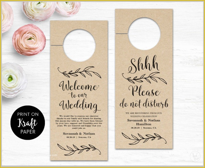 Free Printable Wedding Door Hanger Template Of 14 Memorable Wedding Door Hanger Templates Psd Vector