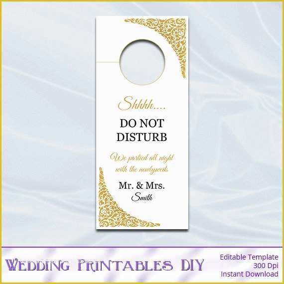 Free Printable Wedding Door Hanger Template Of Items Similar to Wedding Door Hanger Template Diy Gold