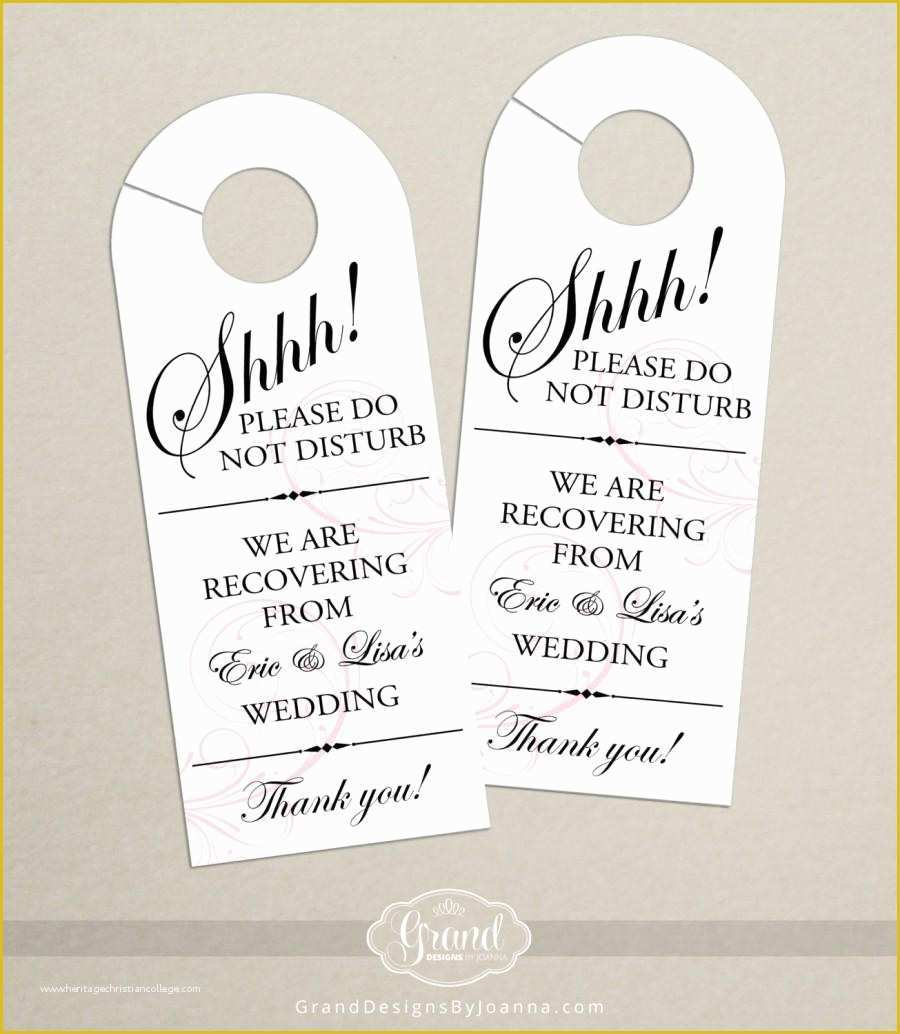 Free Printable Wedding Door Hanger Template Of Set 10 Classic Swirl Door Hanger for Wedding Hotel