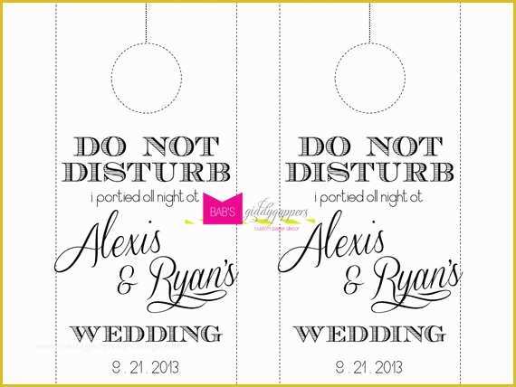 Free Printable Wedding Door Hanger Template Of Wedding Do Not Disturb Door Hanger by Beccaannbonddesigns