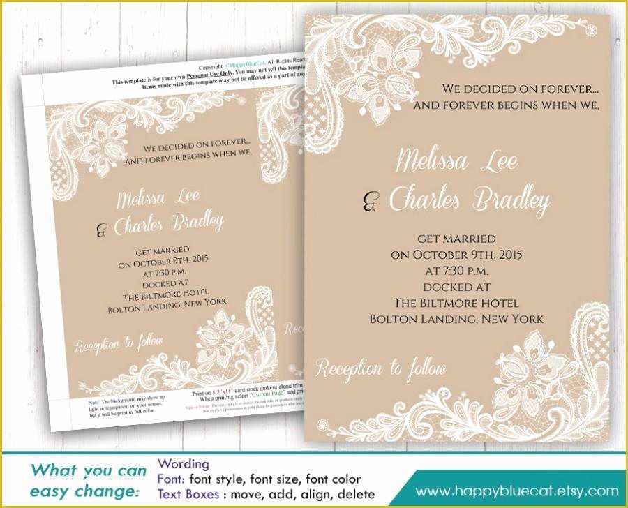 Free Printable Wedding Invitation Templates for Microsoft Word Of Diy Printable Wedding Invitation Template Instant