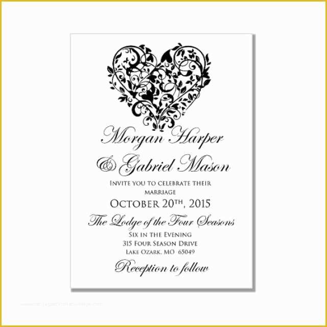 Free Printable Wedding Invitation Templates for Microsoft Word Of Printable Wedding Invitation &quot;heart&quot; Diy Wedding